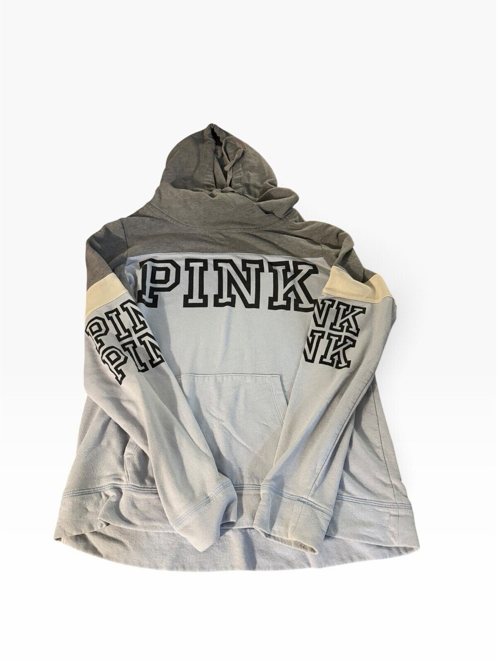 Victoria’s Secret PINK Hoodie Gray White Colorblock M